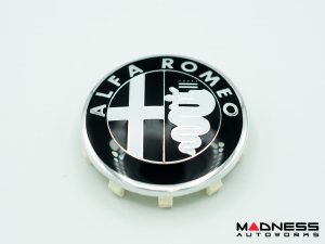 Alfa Romeo Wheel Center Caps - set of 4 - Black/ Silver - 60mm - V1